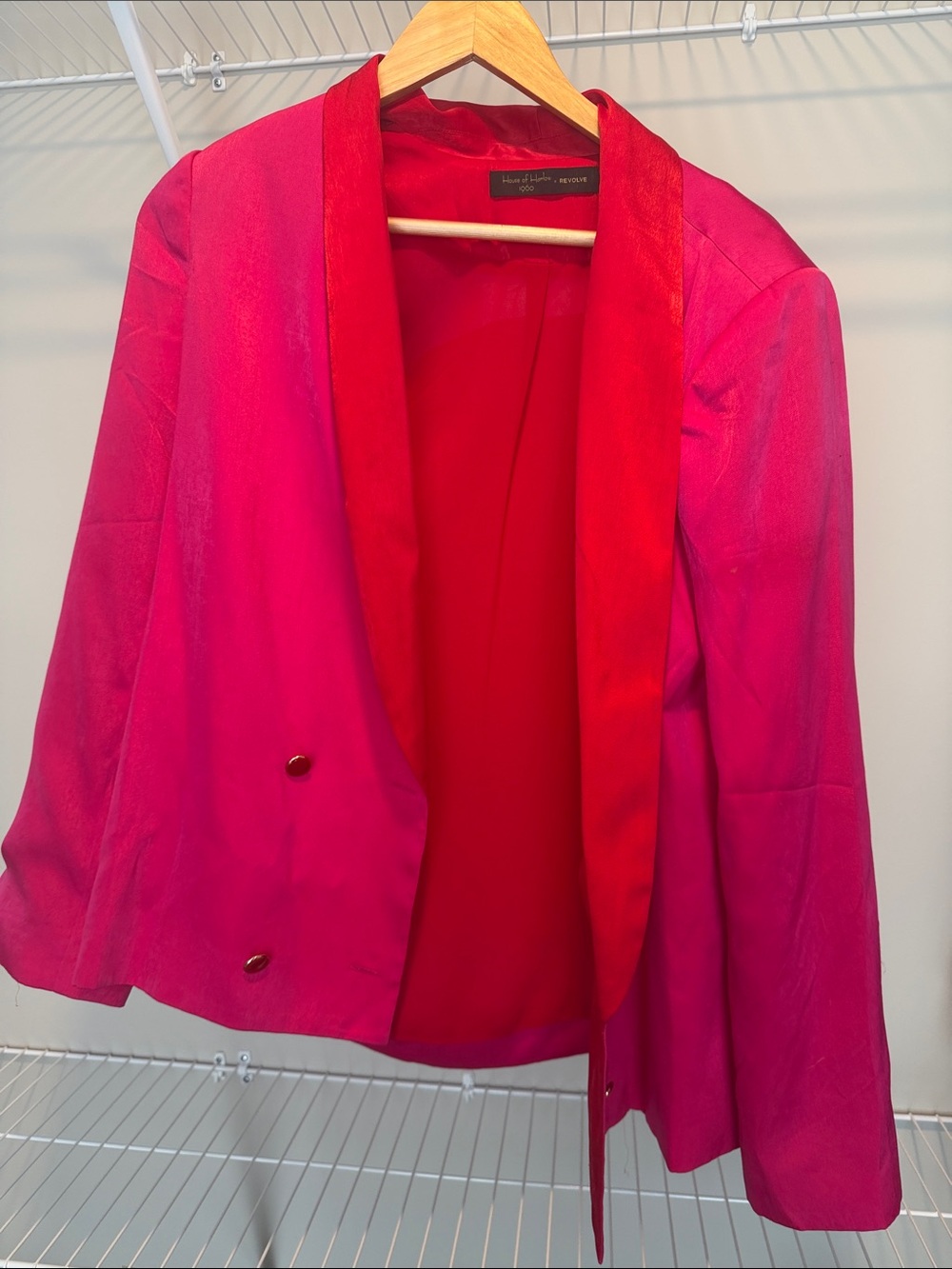 House of Harlow 1960 Fuchsia and Red Open-Front Blazer